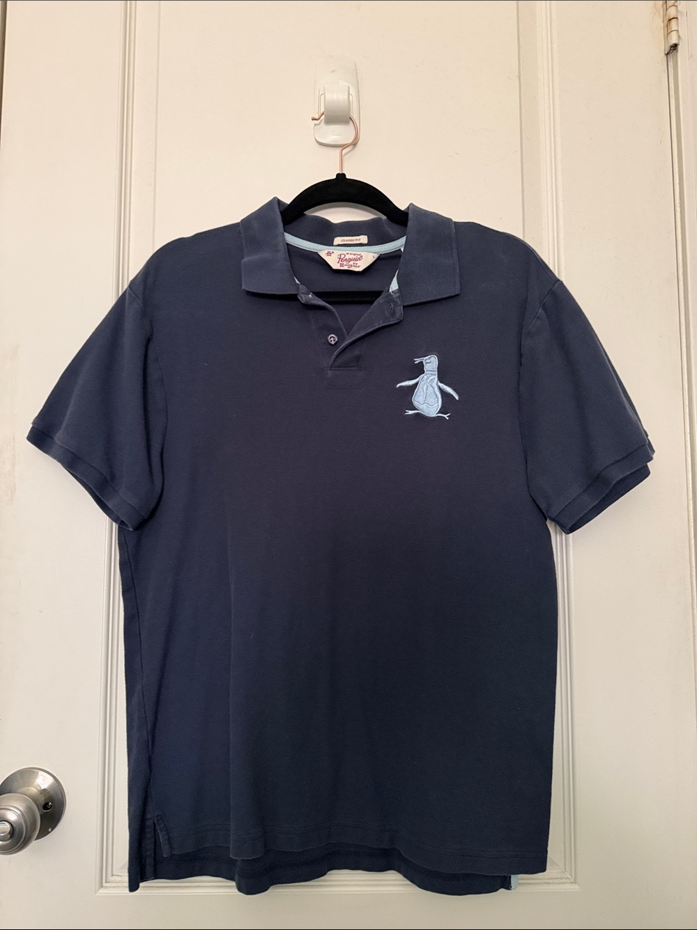 Original Penguin Dark Navy Polo with Light Blue Penguin Logo